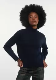 Merino wool mock neck sweater navy