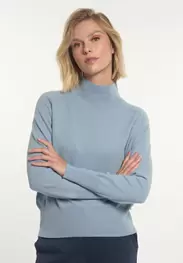 Merino wool mock neck sweater blue