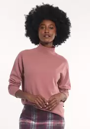 Merino wool mock neck sweater pink