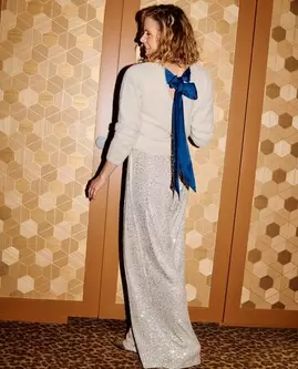 Pantalon à paillettes, coupe à jambes larges