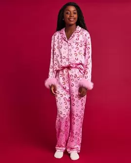 Pyjama satiné à imprimé, XS-XL