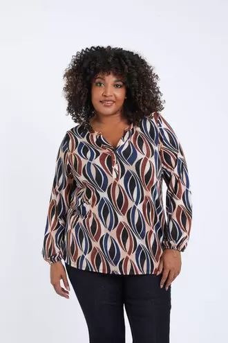 T-shirt van warme stof met grafische print €49,99