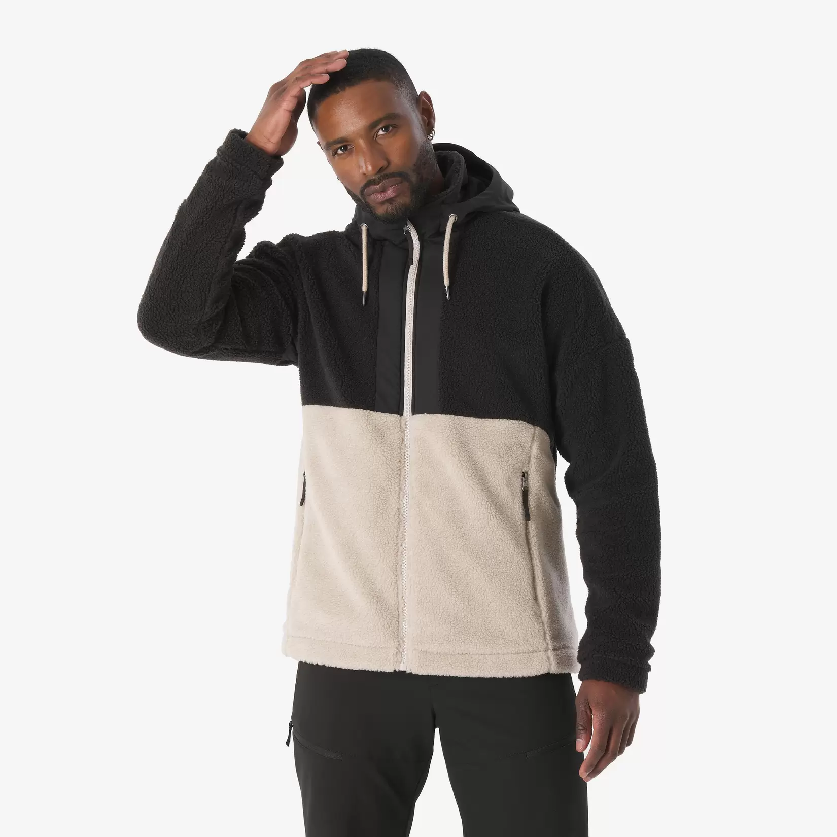 Warme fleece wandeljas voor heren SH900 sherpa beige