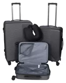 Set de 3 valises + coussin – gris