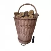 Caddy à buches en osier sur roues