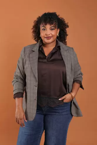 Geruite blazer met lurex €69,99