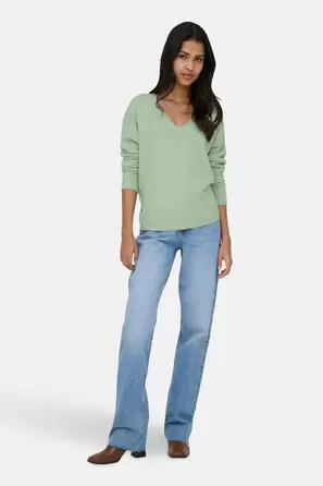 Pull met V-hals - groen