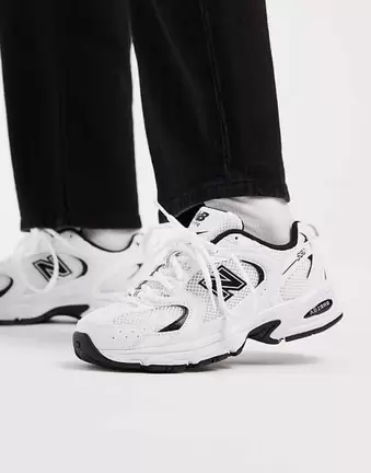 New Balance 530 trainers in white and black