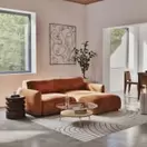 Jada - Canapé d'angle droit 3/4 places effet velours marron