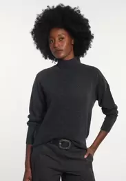Merino wool mock neck sweater grey