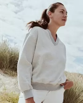 Sweat gris en coton biologique, oversized fit, XS-XXL