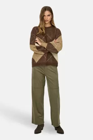 Pull met ronde hals - Bruin