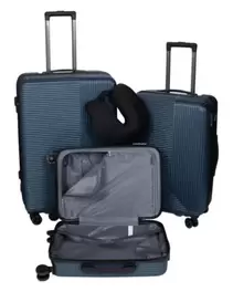 Set de 3 valises + coussin – bleu