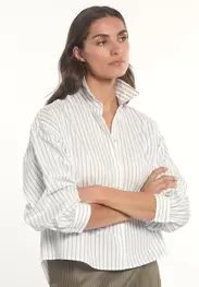 Cotton striped blouse balloon sleeves blue/white