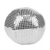 Coussin boule à facette polyester argenté Ø26xH26cm