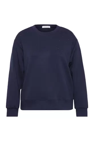 Effen viscose sweater met strass-steentjes €54,99