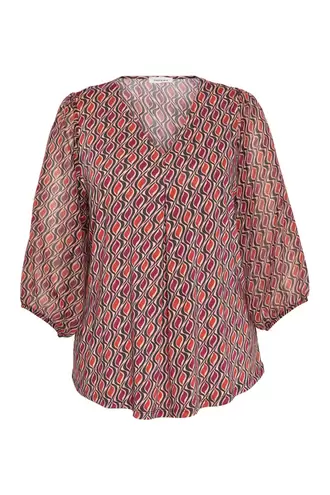 T-shirt van voile met grafische print en lurex €47,99