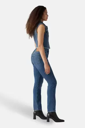 Jeans straight mid blue denim