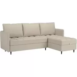 Lindhus - Canapé avec chaise longue réversible en tissu crème