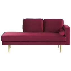 Chaise longue en velours rouge foncé côté droit MIRAMAS