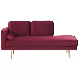 Chaise longue en velours rouge foncé côté gauche MIRAMAS