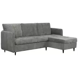 Lindhus - Canapé avec chaise longue réversible en tissu gris