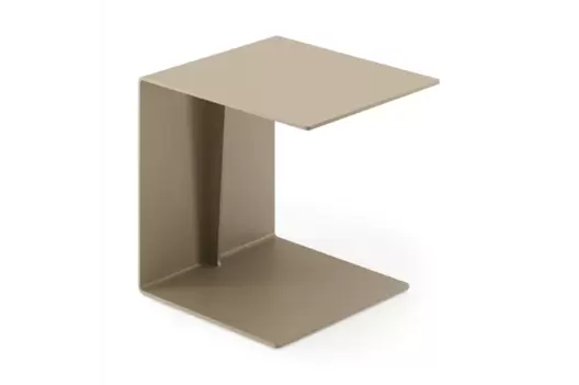 Bijzettafel in beige aluminium - L 35 x B 47 x H 38,5 cm