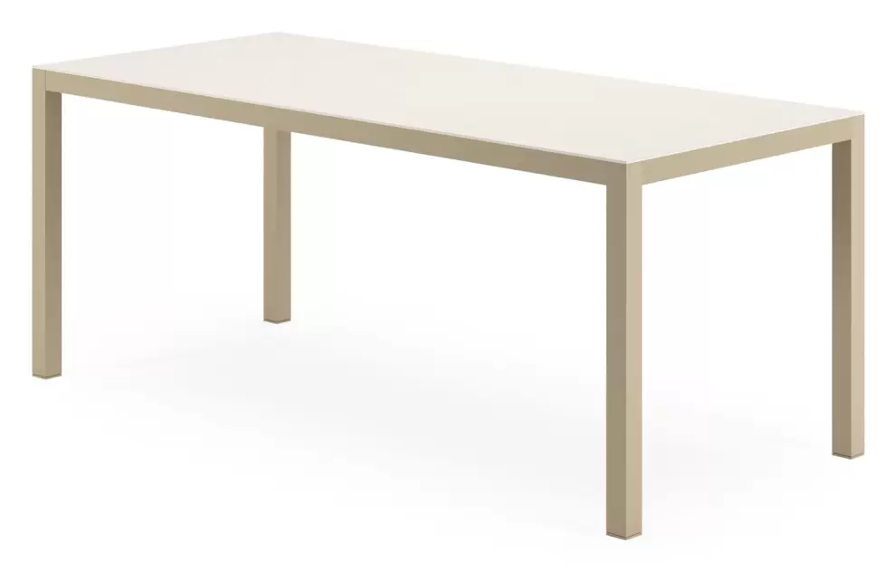 Tuintafelframe rechthoekig in beige aluminium en volkeramiek beige - L 180 x B 80 x H 74 cm