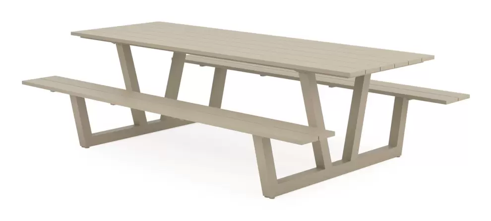 Picknicktafel in beige aluminium - L 260 x B 176 x H 76 cm