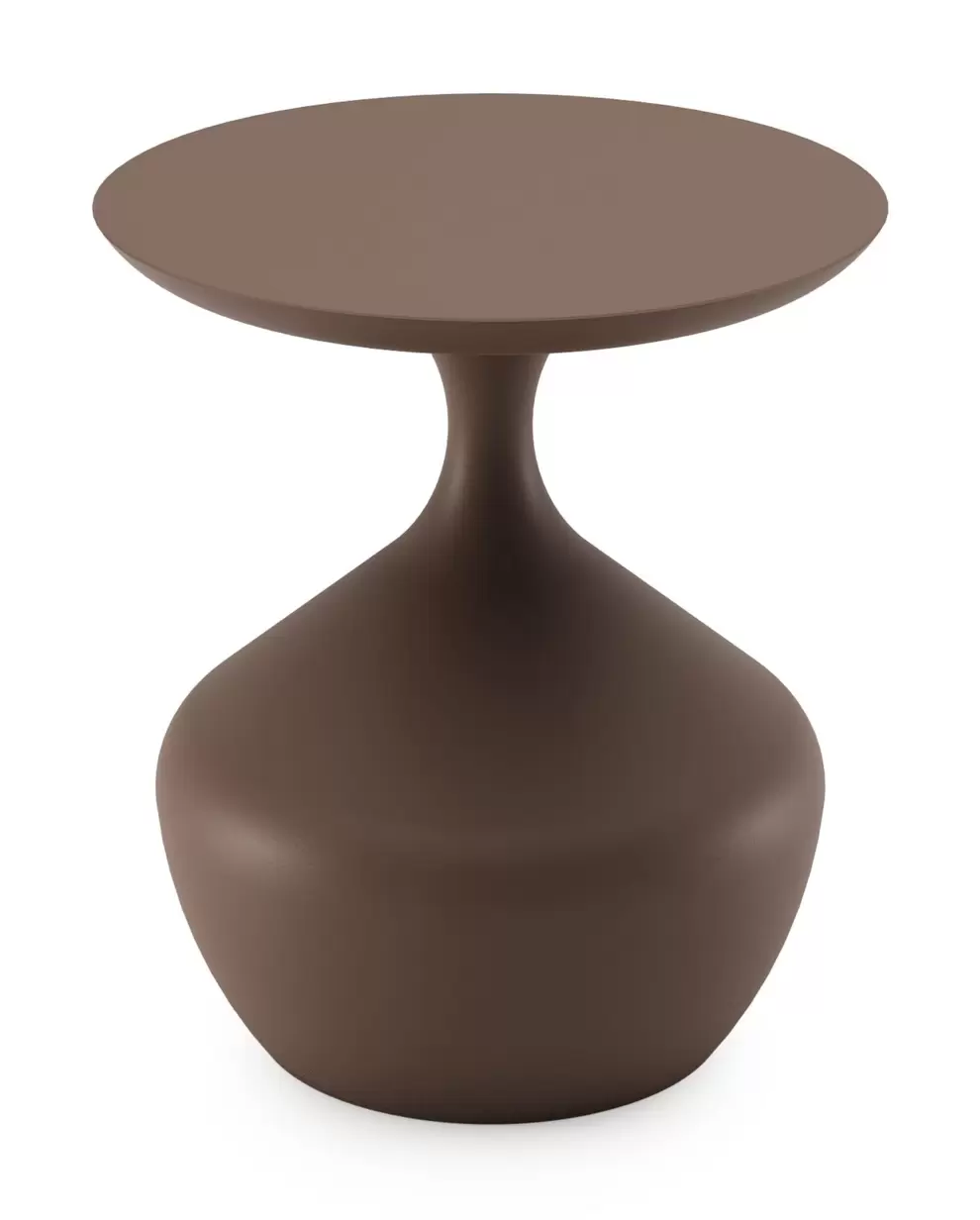Bijzettafel rond in taupe aluminium - Dia. 48 x H 50,7 cm
