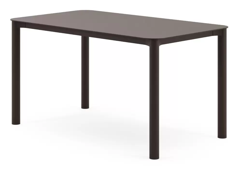 Tuintafel rechthoekig afgerond in donkerbruin aluminium - L 140 x B 80 x H 75 cm