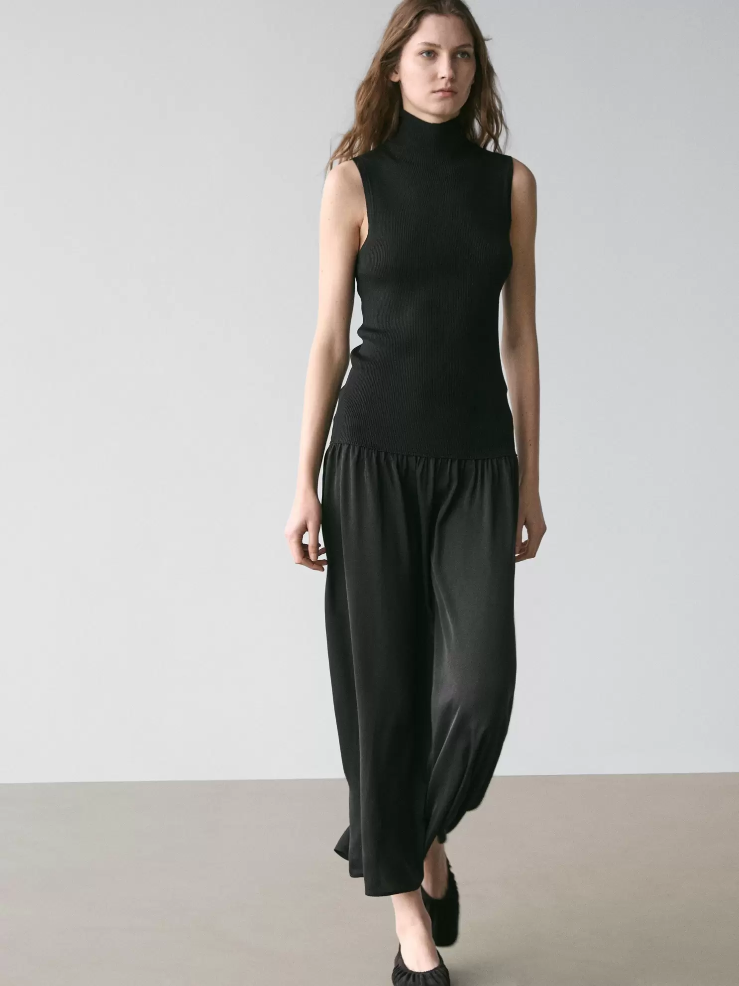 Robe midi en maille contrastante