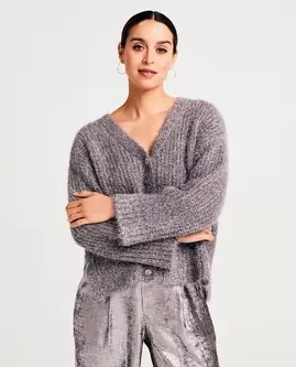 Cardigan en tricot avec fil métallique