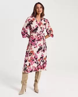 Robe portefeuille à imprimé fleuri abstrait