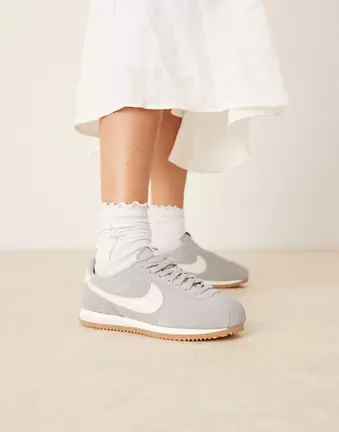 Nike Cortez suede trainers in light grey