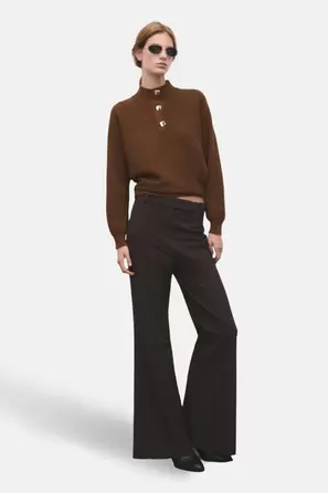 Pull met rolkraag - bruin