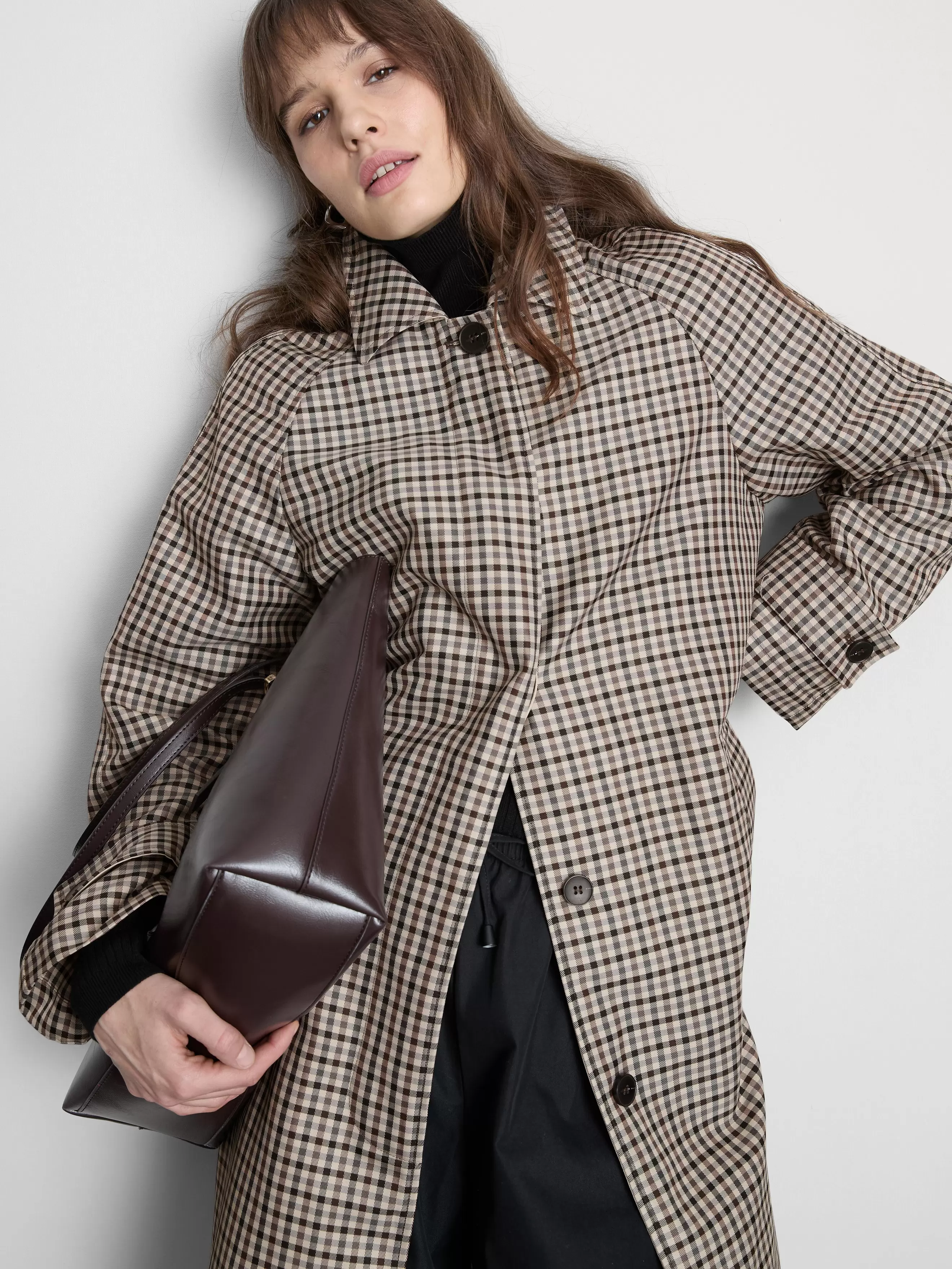 Imperméable long à carreaux