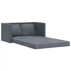 VidaXL Canapé-lit 2 places pliant avec coussins - velours gris foncé - 122 cm