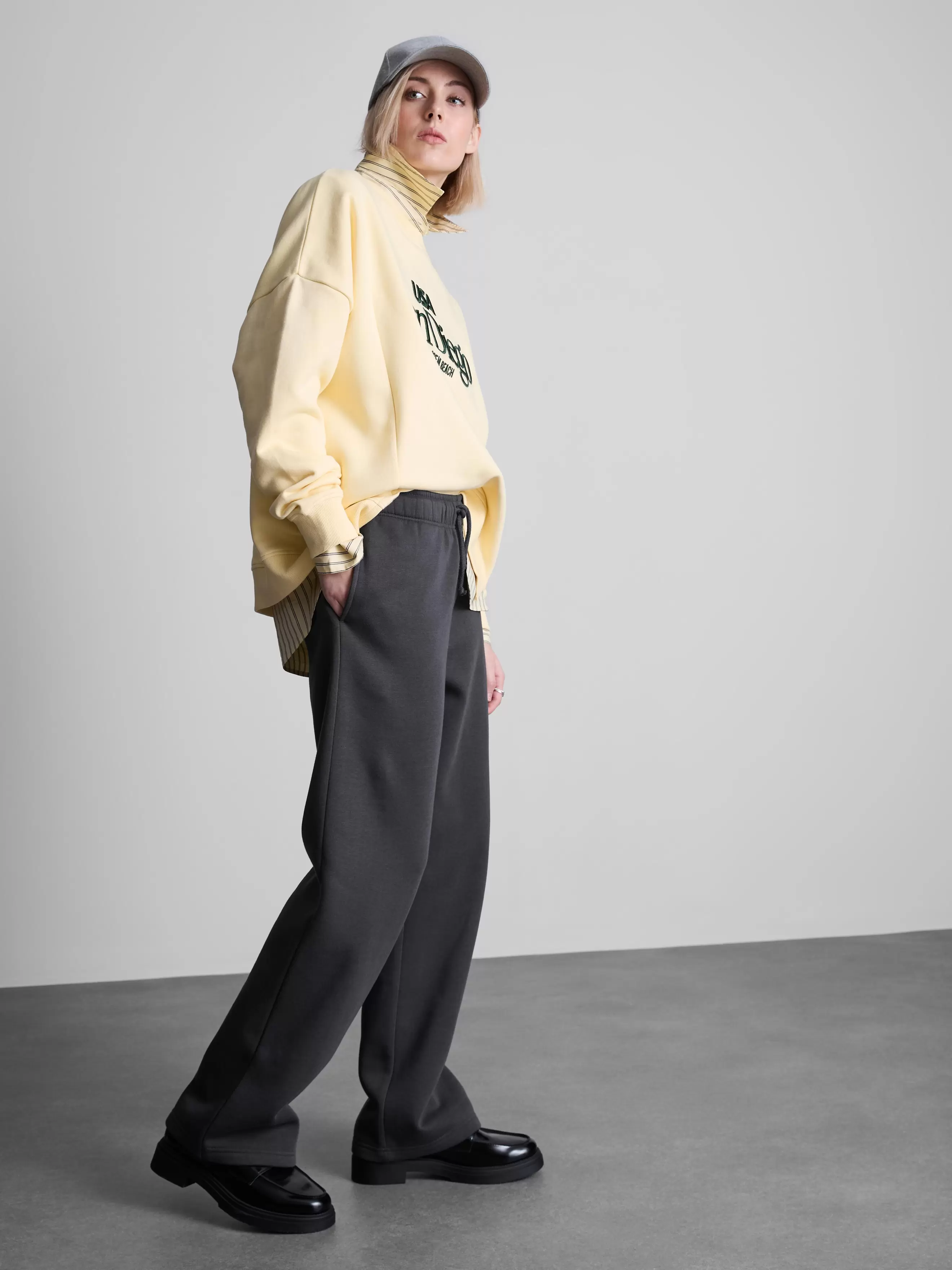 Bas de jogging droit en mélange de coton