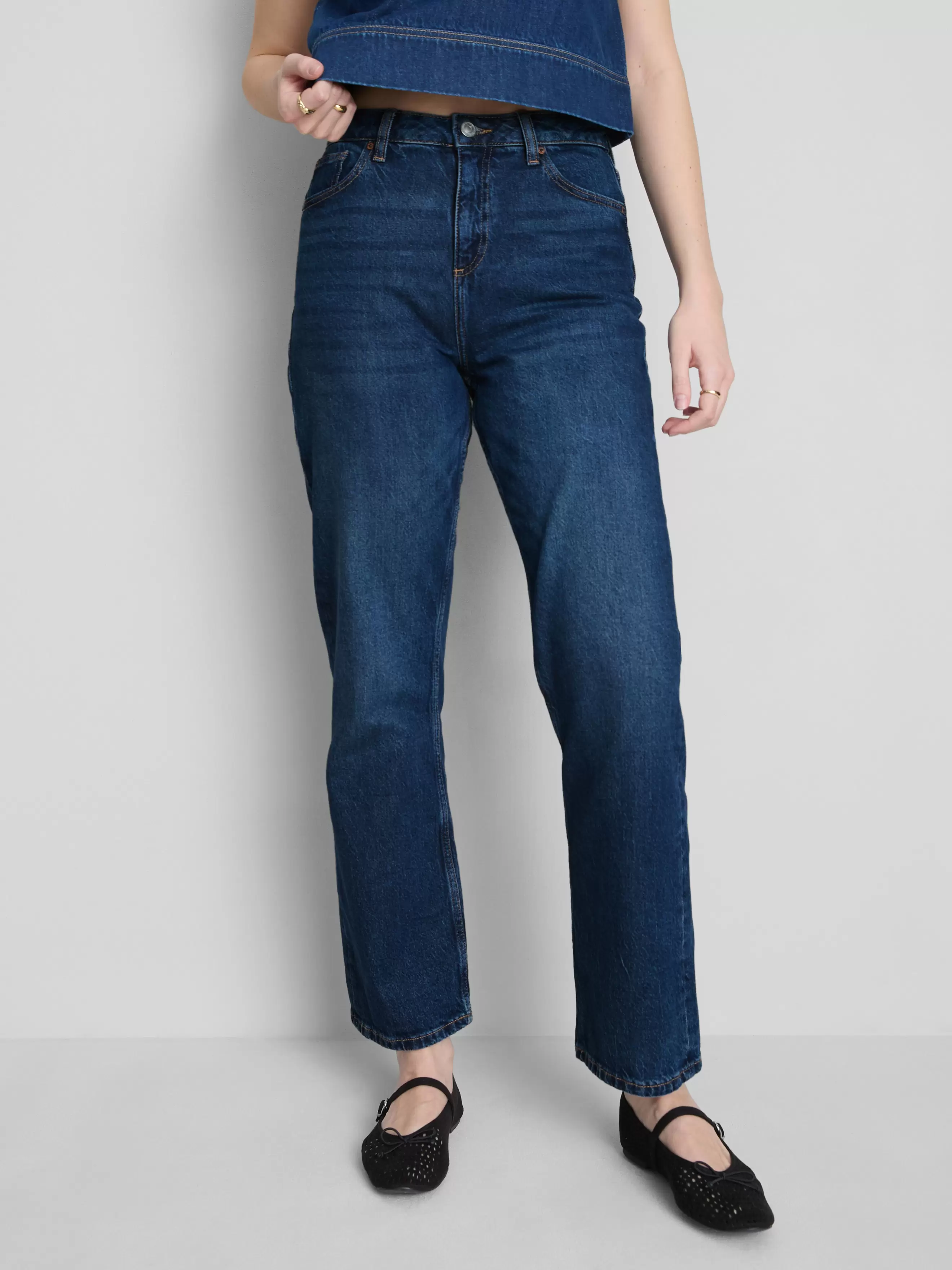 Jean droit taille haute