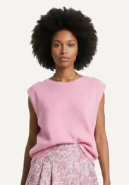 Alpaca-wool crew neck spencer pink