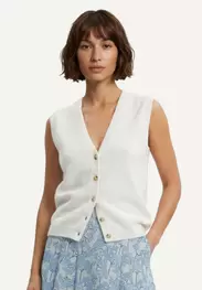 Alpaca buttoned V-neck spencer off white