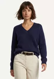 Alpaca-wool V-neck jersey sweater navy