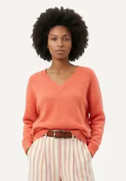 Alpaca-wool V-neck jersey sweater pink