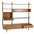 Portobello - Meuble TV étagère vintage 3 tiroirs 1 porte en bois de chêne L180