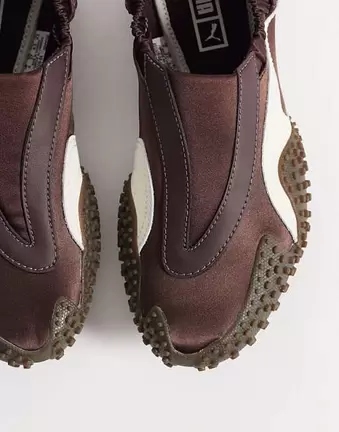 Puma Mostro Move satin trainers in chocolate brown