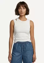 Cotton fancy ribbed double-layered top white