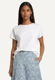 Cotton fancy crew neck T-shirt white