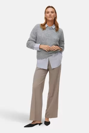 Pull met ronde hals - grijs