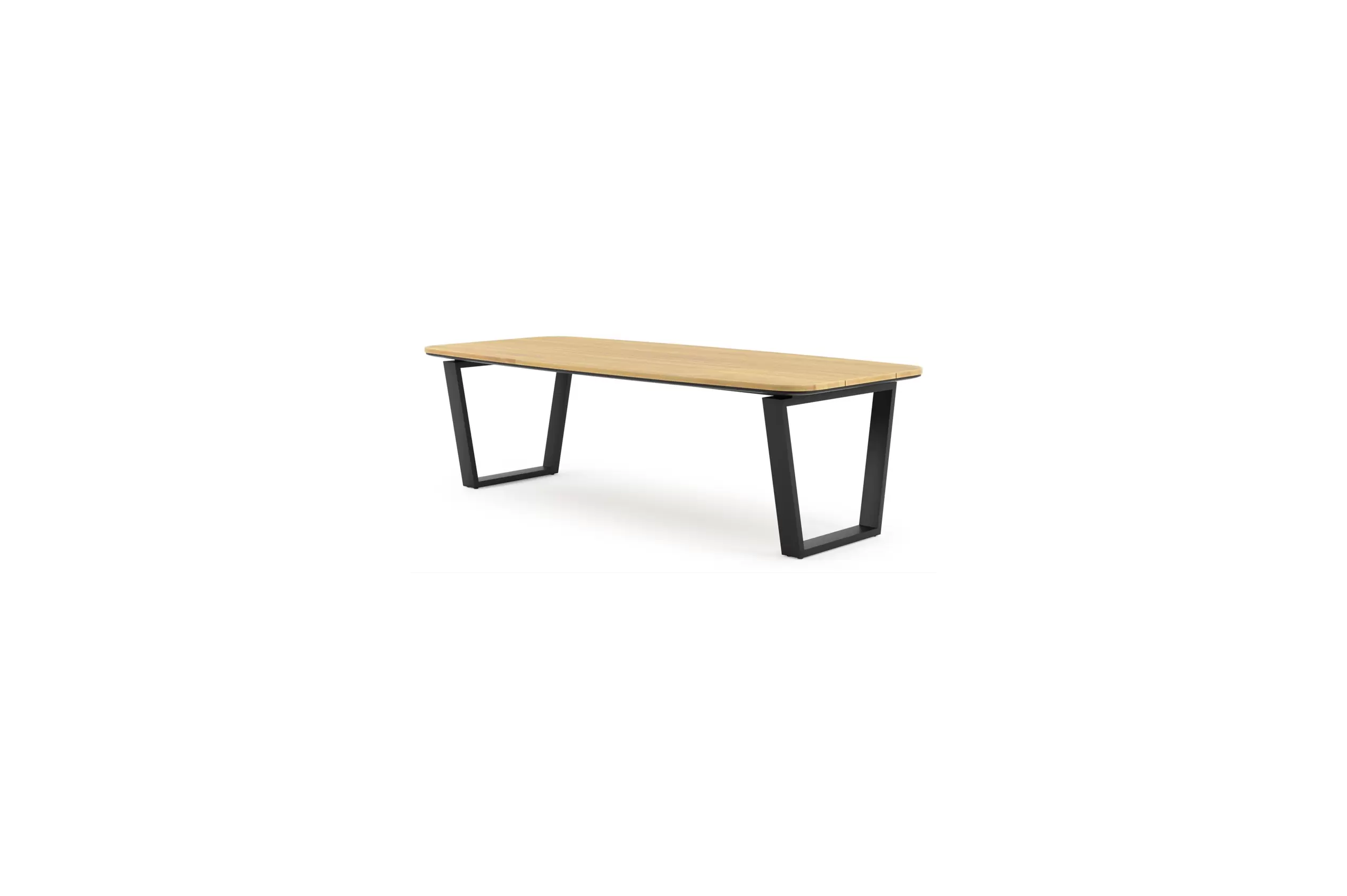 Tuintafel bootvorm in zwart aluminium en teak - L 255 x B 115 x H 73 cm